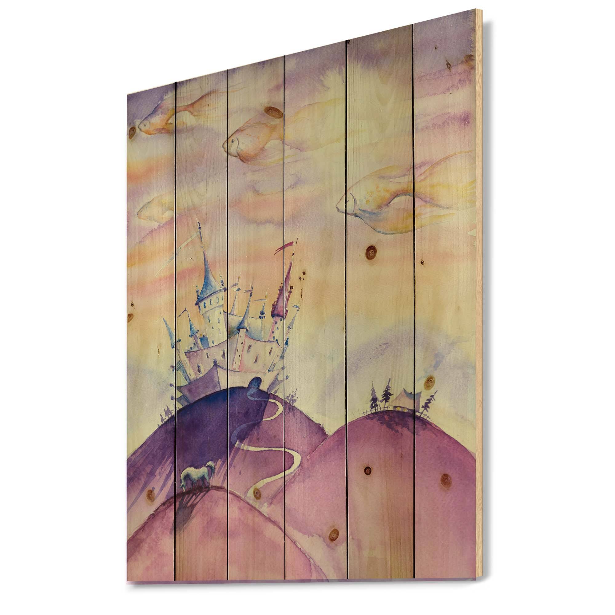 Designart - Fairy Tale Kingdom On Purple Mountain Top